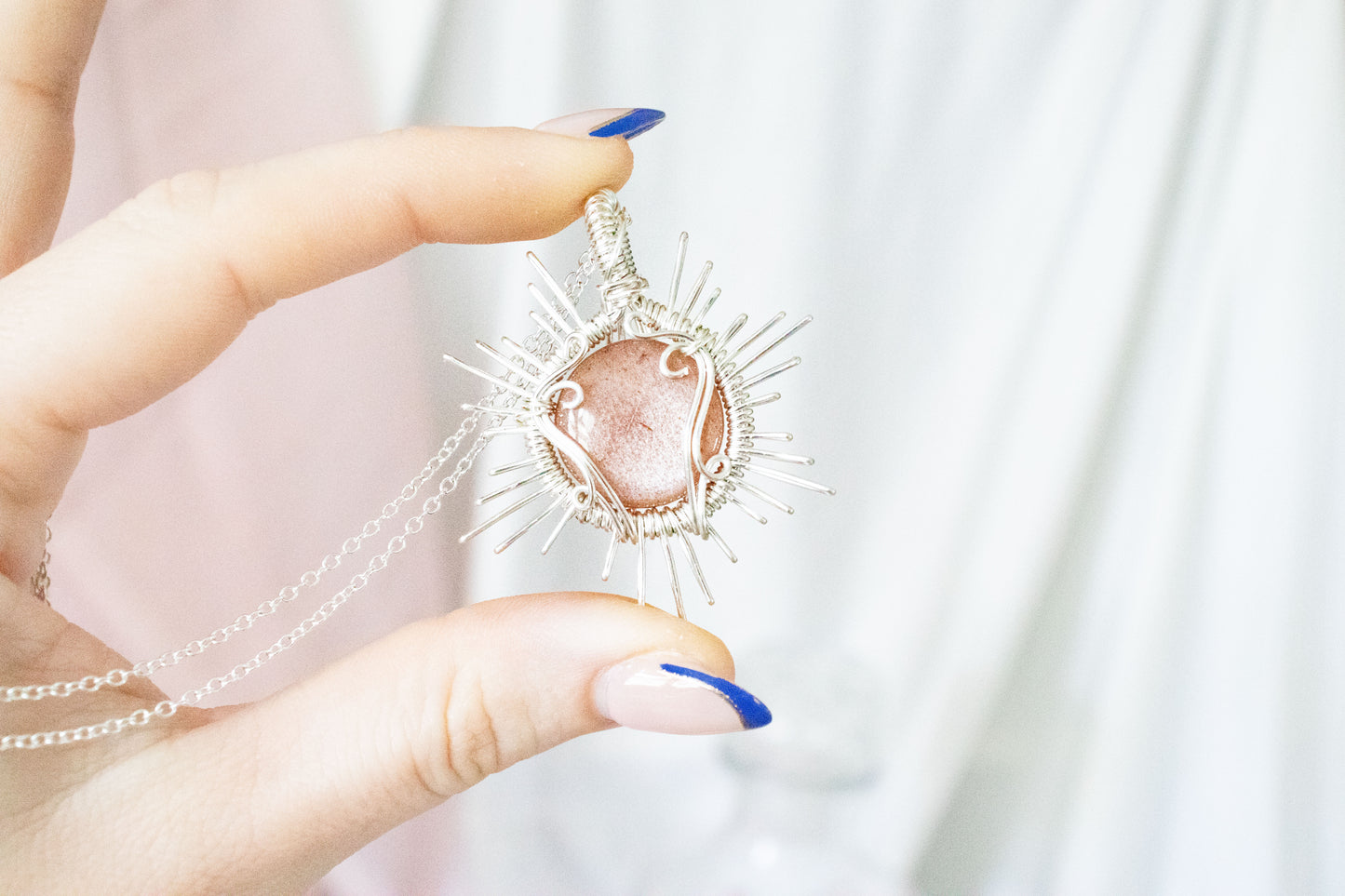 Helia Peach Moonstone Sun Pendant