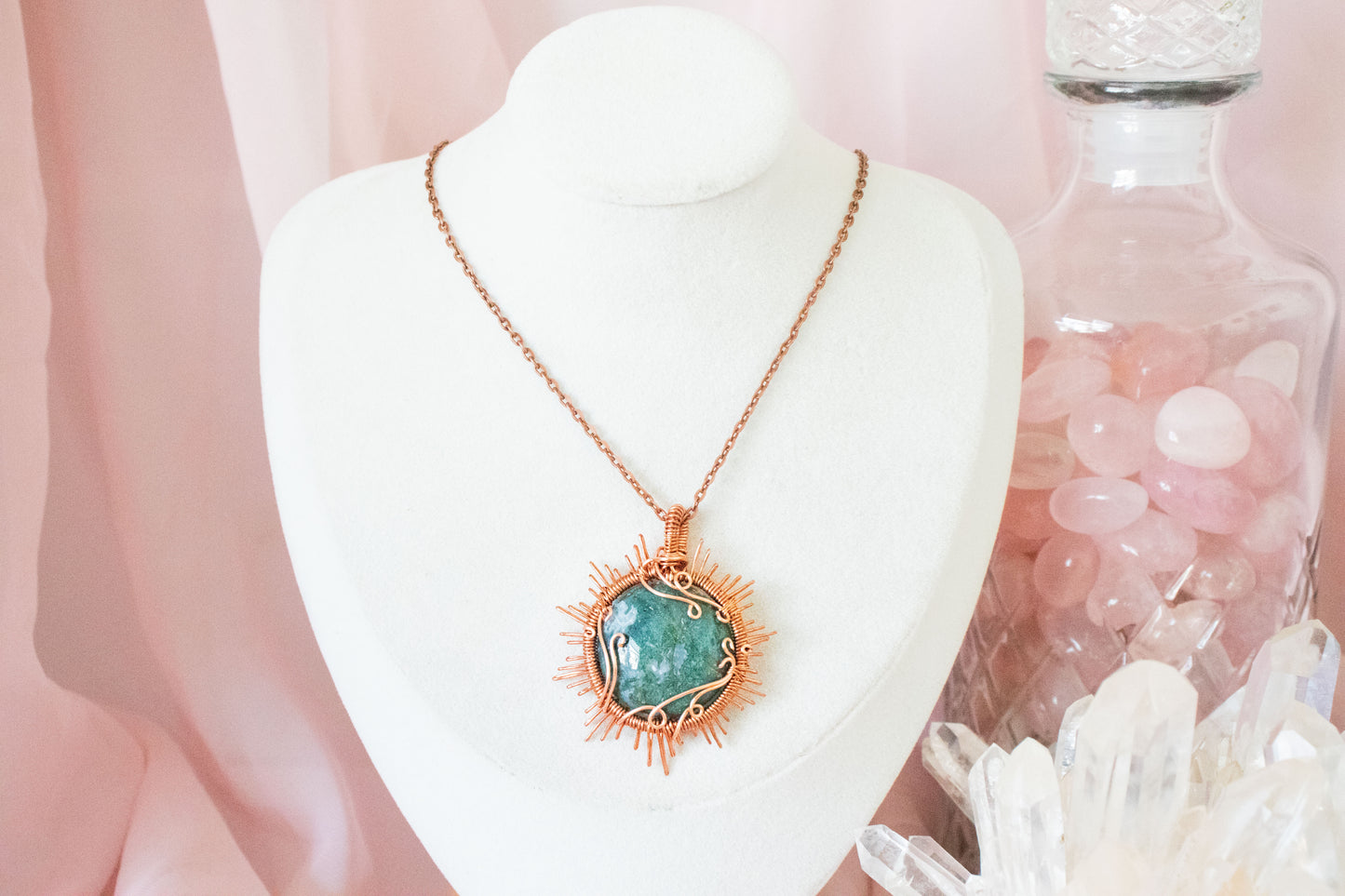 Helia Moss Agate Sun Pendant