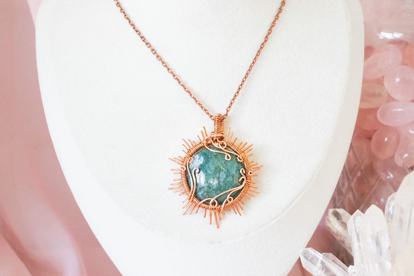 Helia Moss Agate Sun Pendant