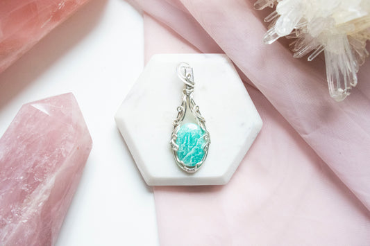 Ianthe Amazonite Pendant in Silver