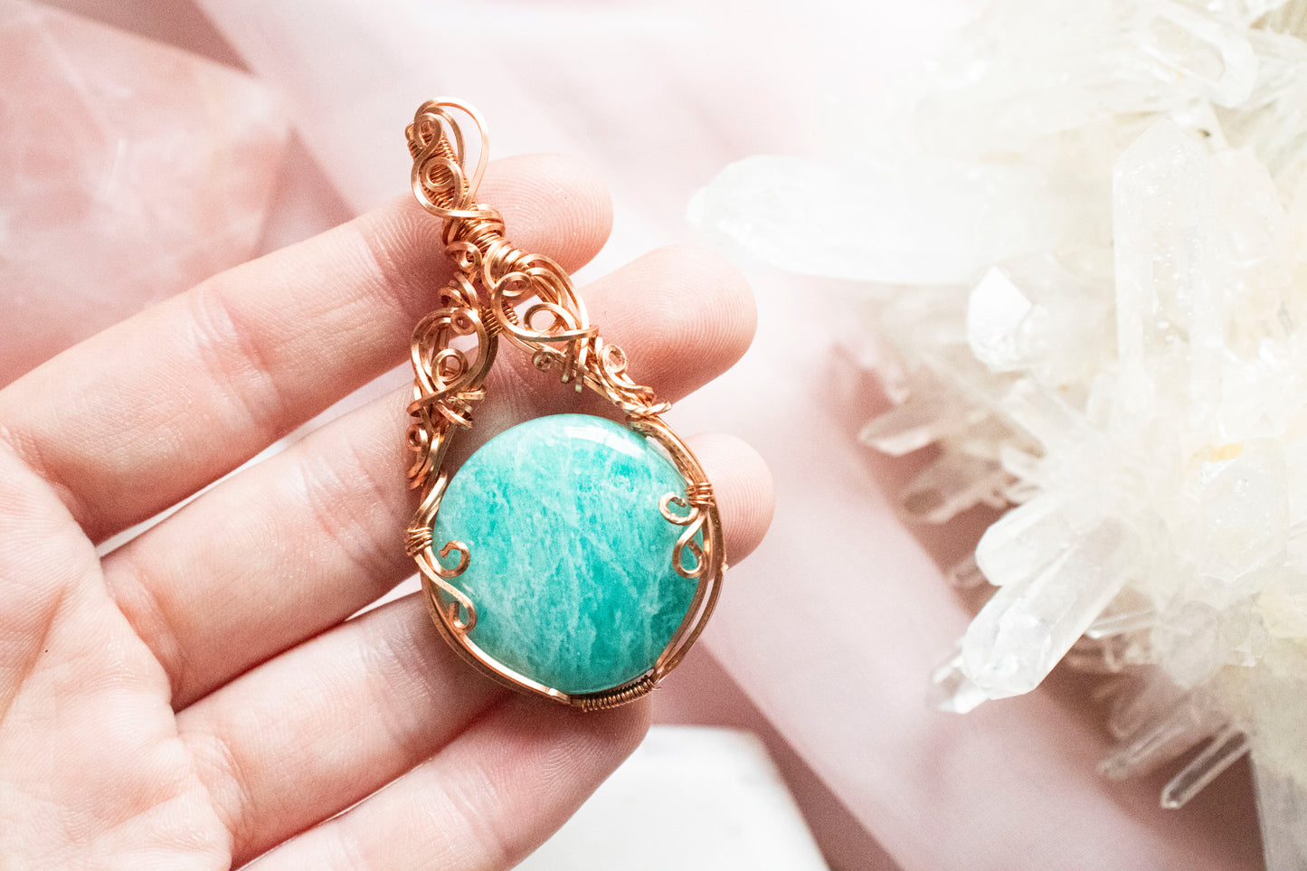 Ianthe Amazonite Pendant in Copper