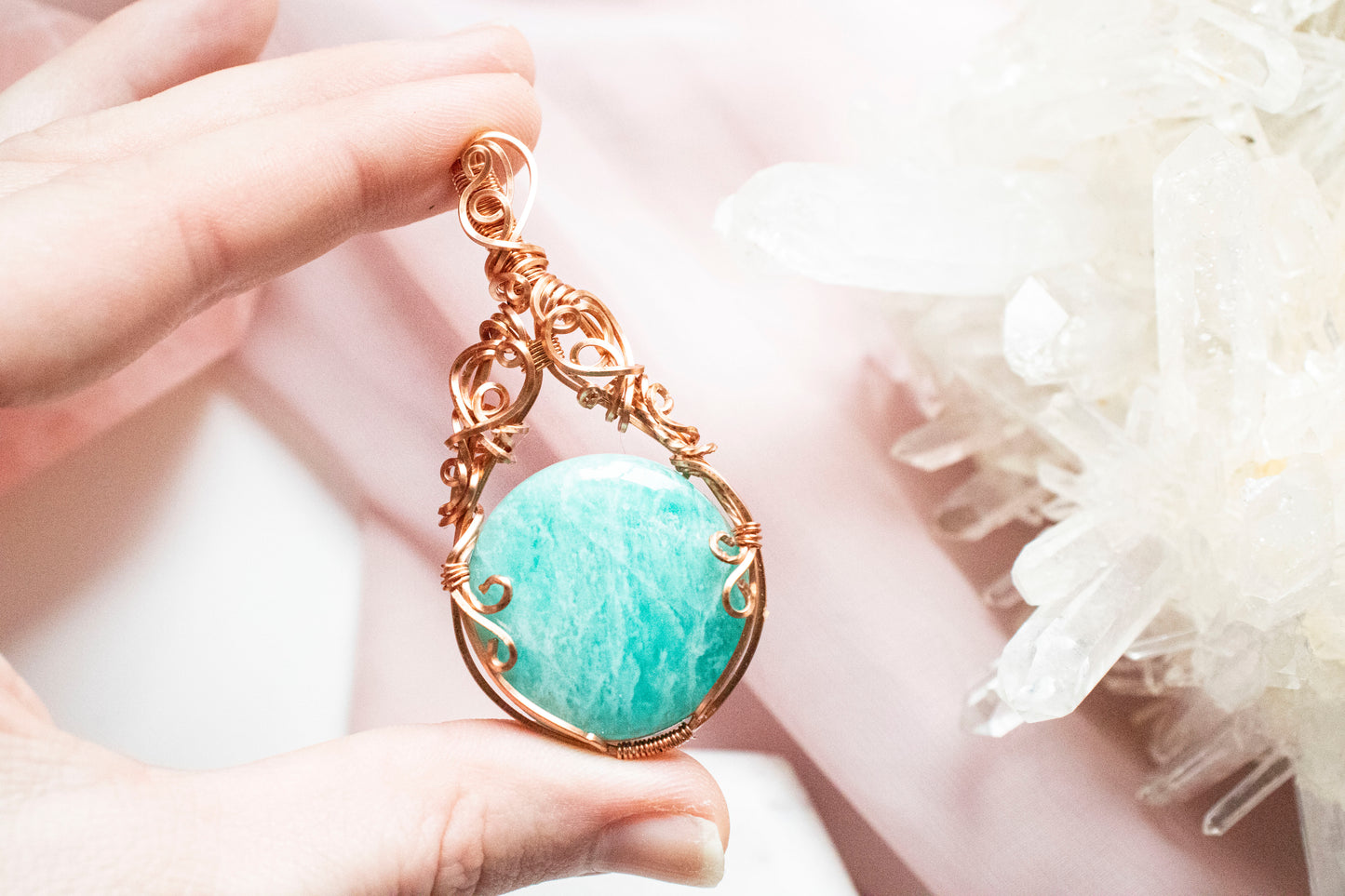 Ianthe Amazonite Pendant in Copper