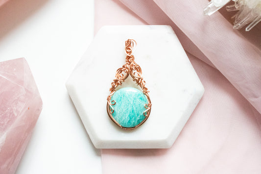 Ianthe Amazonite Pendant in Copper