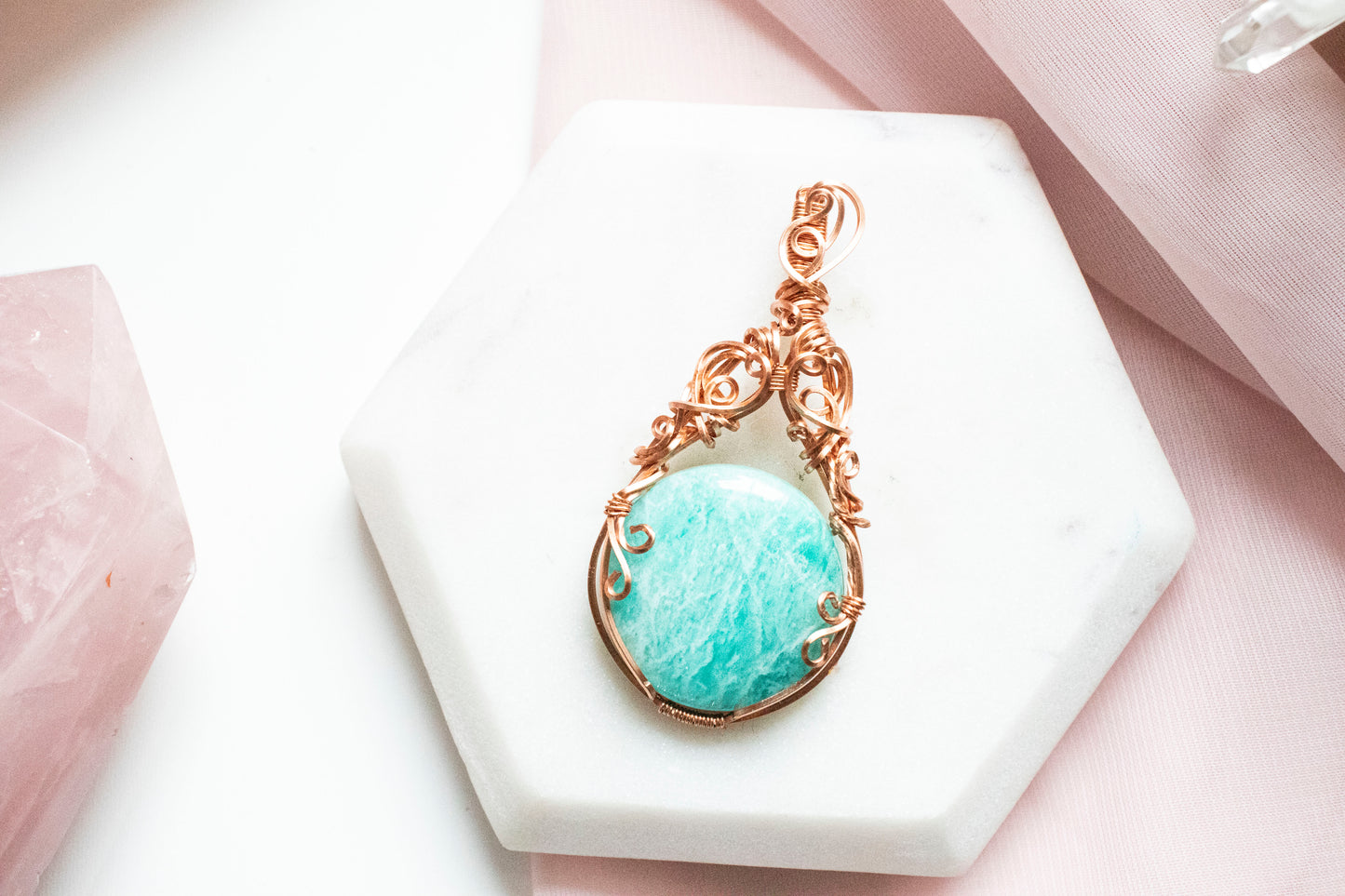 Ianthe Amazonite Pendant in Copper