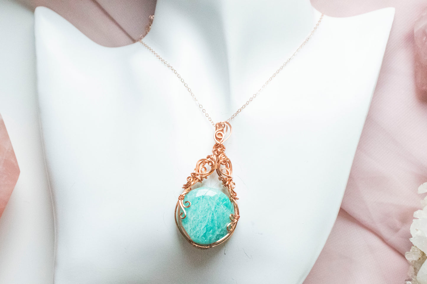 Ianthe Amazonite Pendant in Copper