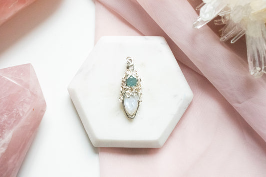 Ianthe Moonstone x Aquamarine Pendant