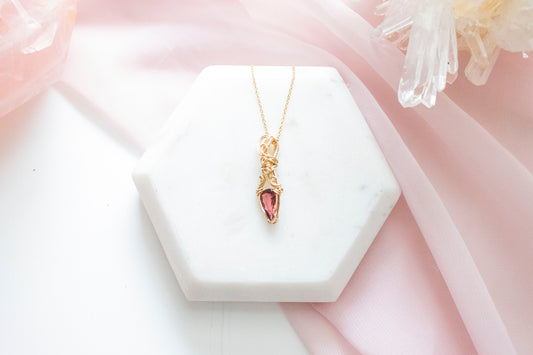 Ianthe PinkTourmaline Pendant (14k Gold Fill)