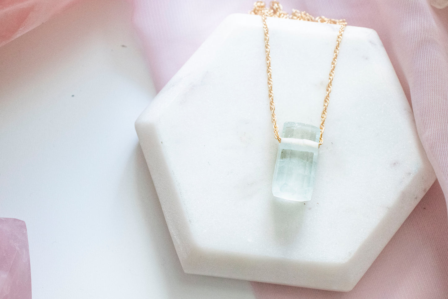 Aquamarine Luxe Pendant With Cable Chain (14k Gold Fill)