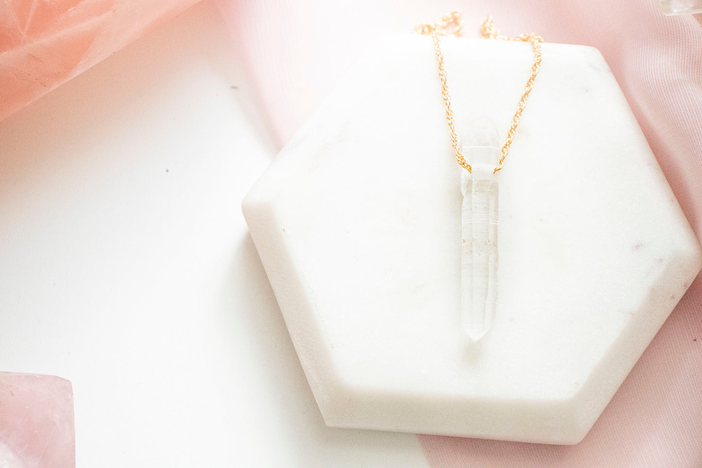 Lemurian Quartz Luxe Pendant with Cable Chain (14k Gold Fill)