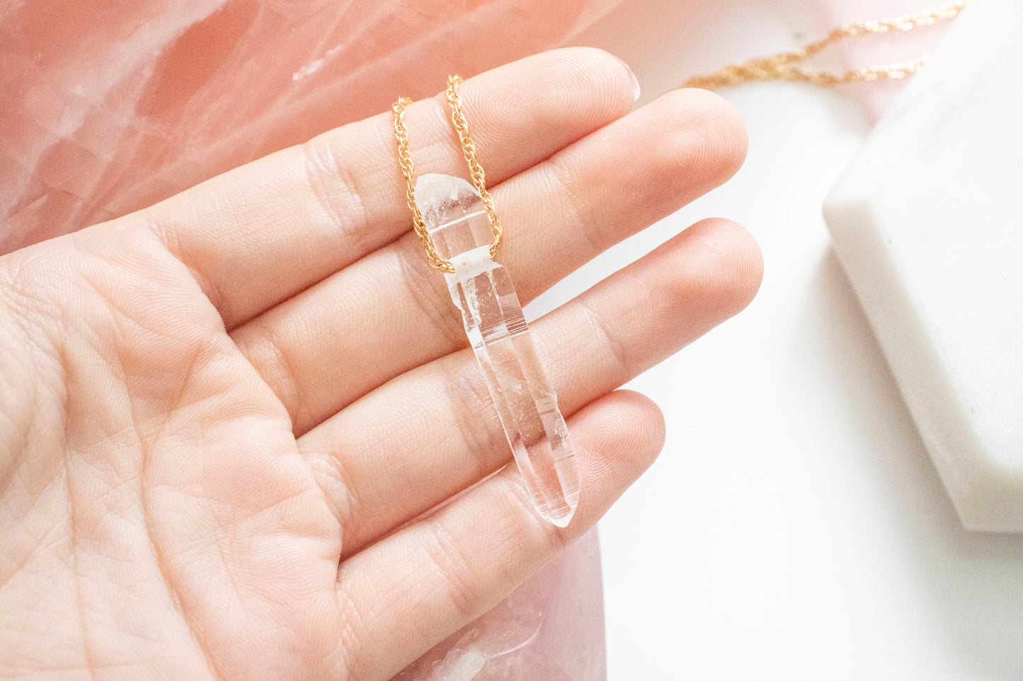 Lemurian Quartz Luxe Pendant with Cable Chain (14k Gold Fill)