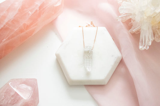 Lemurian Quartz Luxe Pendant (14k Rose Gold Fill)