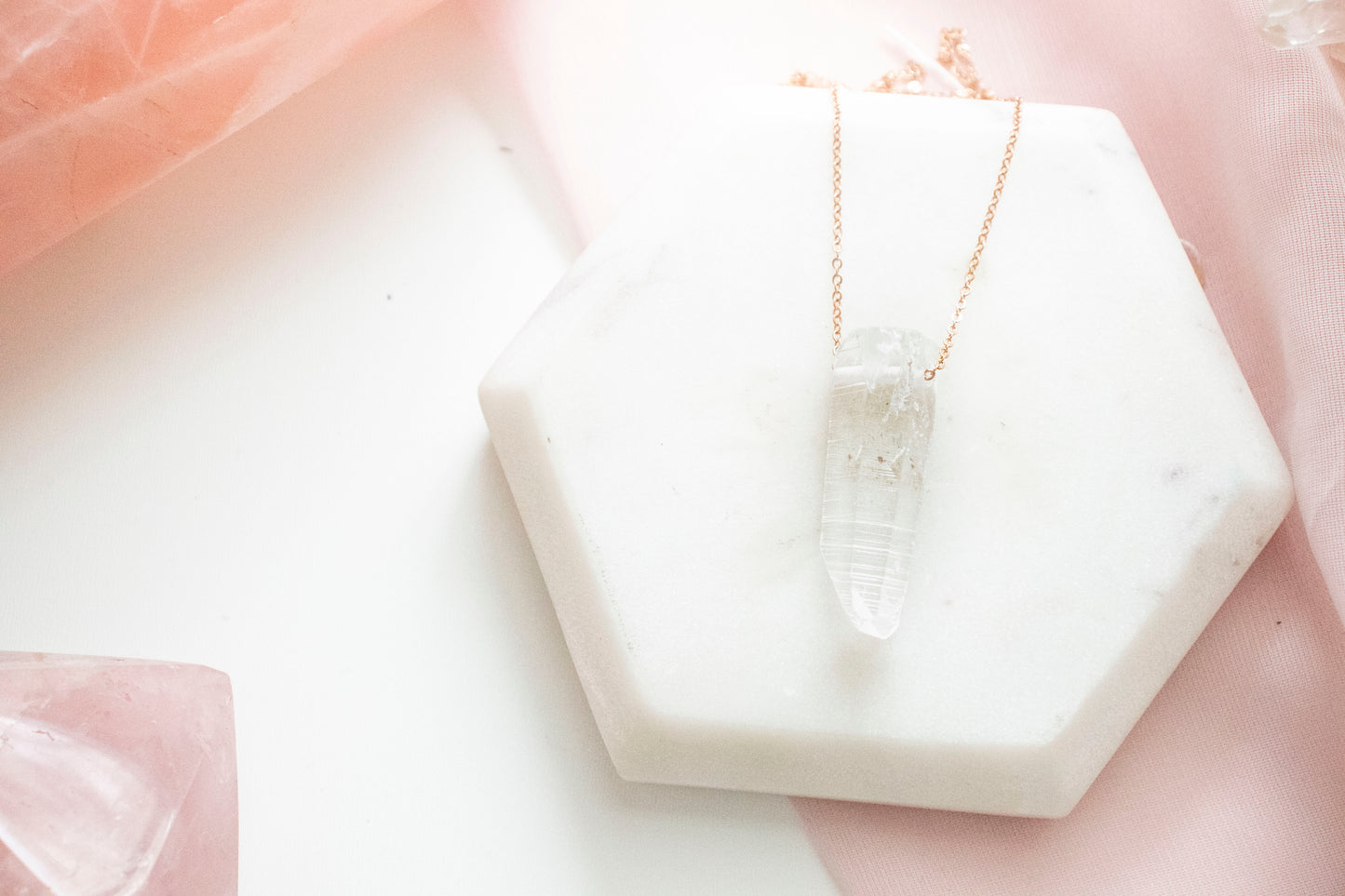 Lemurian Quartz Luxe Pendant (14k Rose Gold Fill)