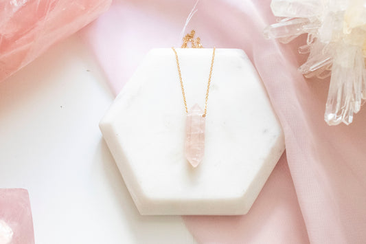 Rose Quartz Luxe Pendant (14k Gold Fill)