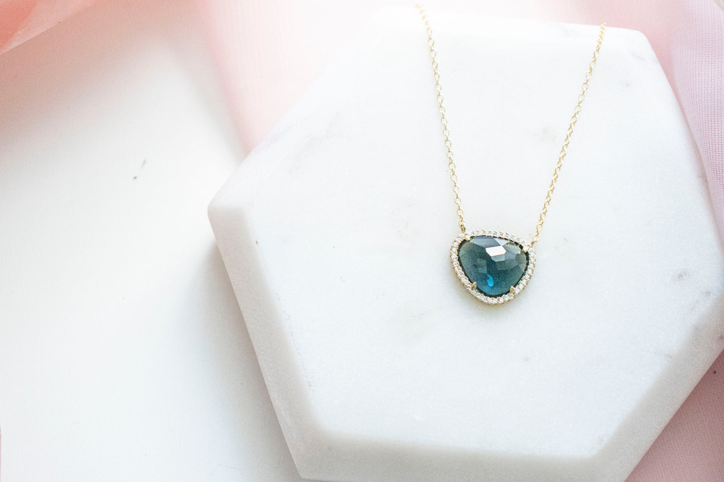 Marina London Blue Topaz Pendant (14k Gold Plated)