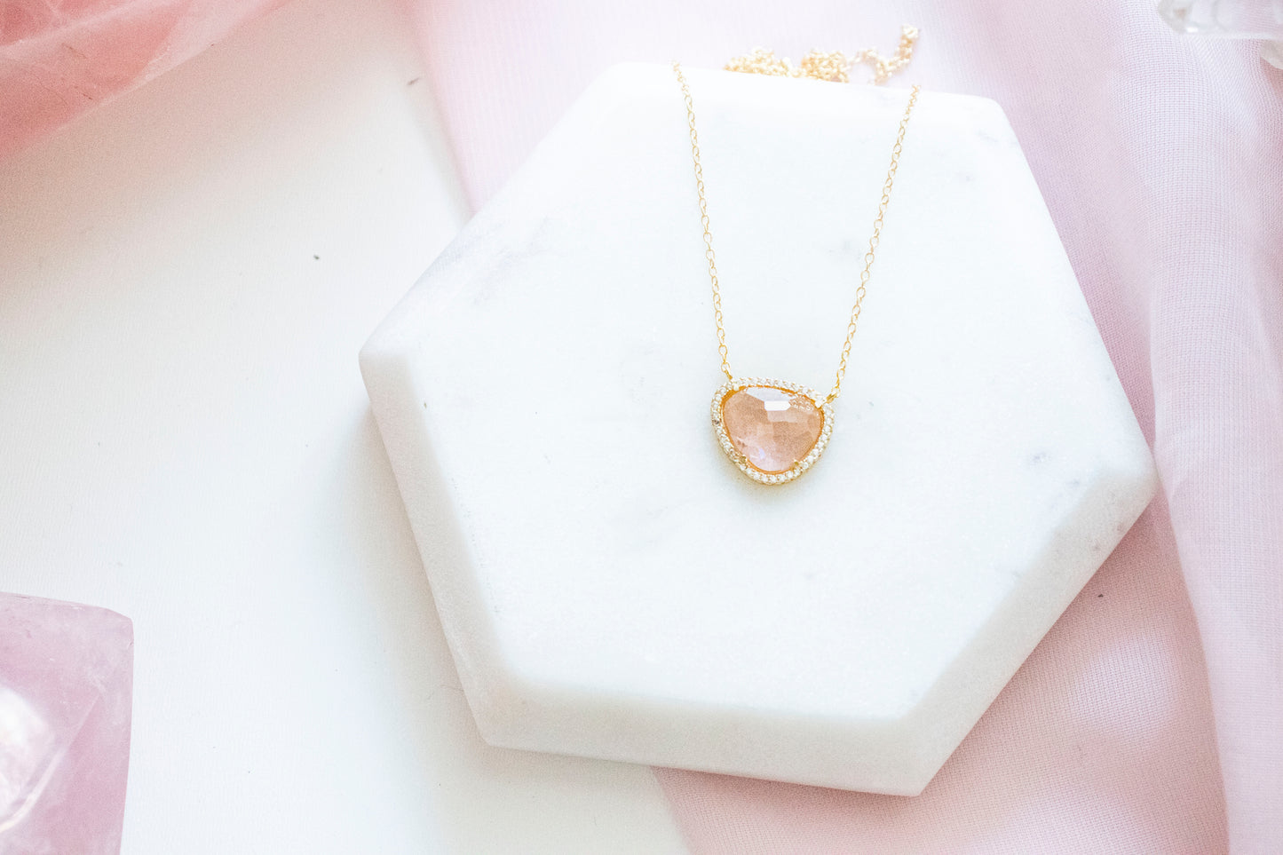 Marina Morganite Pendant (14k Gold Plated)