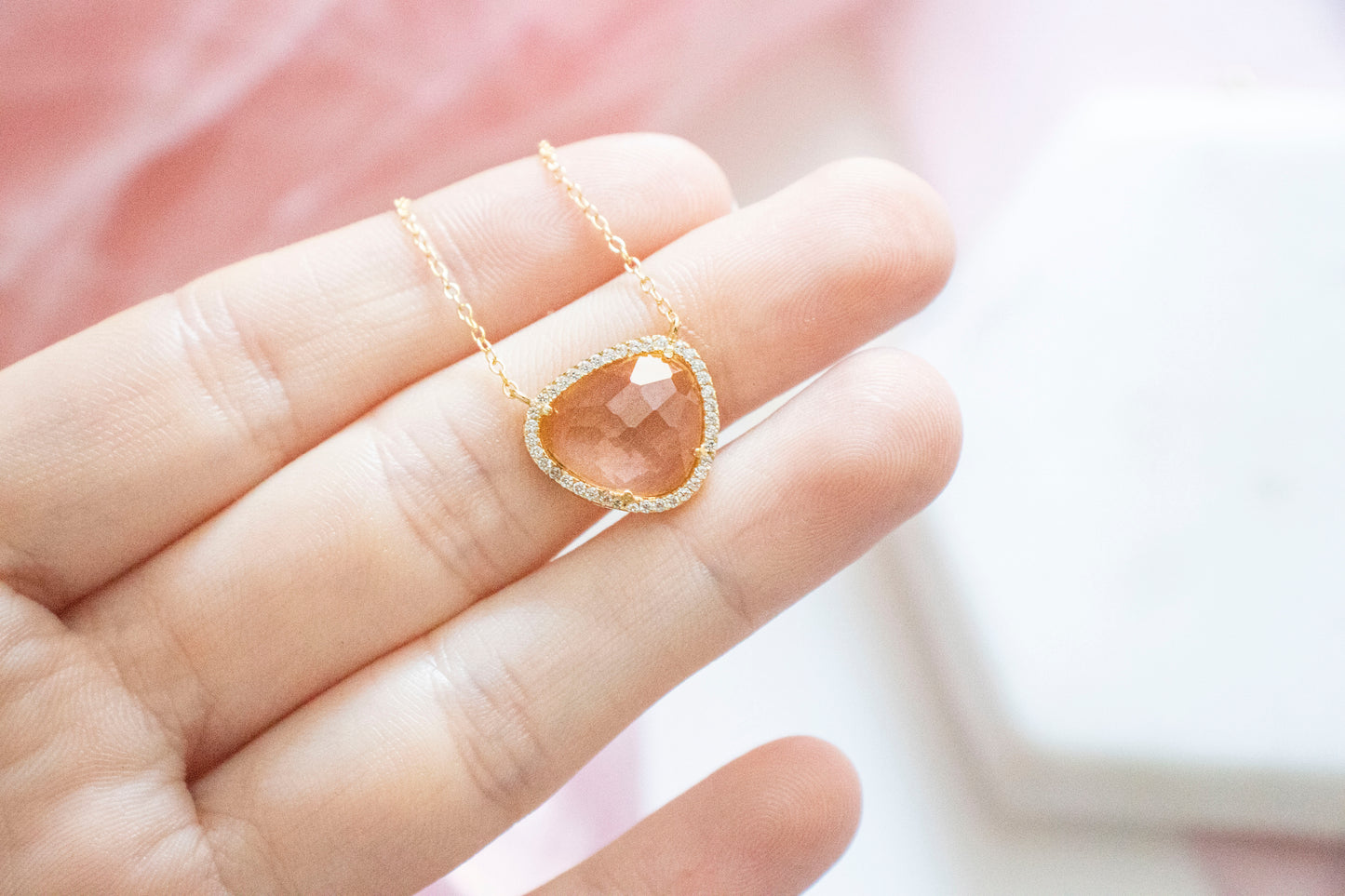 Marina Morganite Pendant (14k Gold Plated)