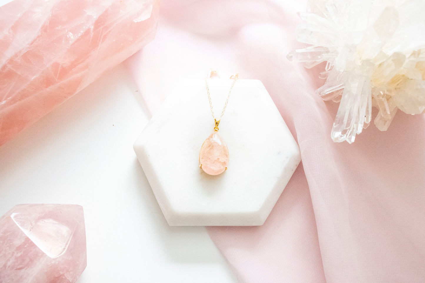 Nephele Morganite Pendant (14k Gold Fill)