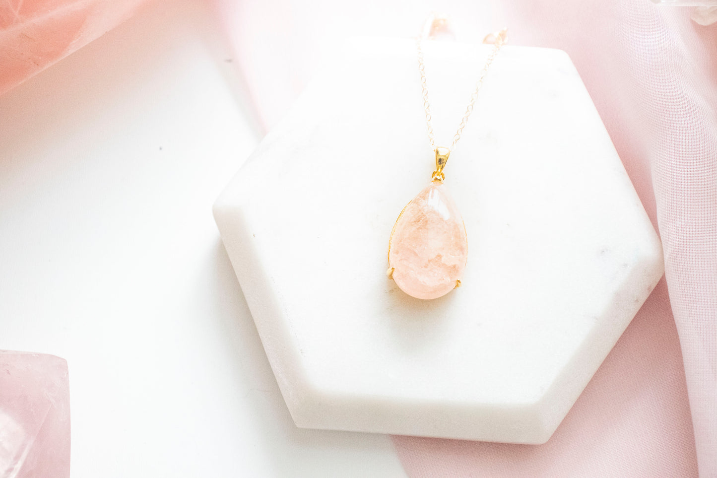 Nephele Morganite Pendant (14k Gold Fill)