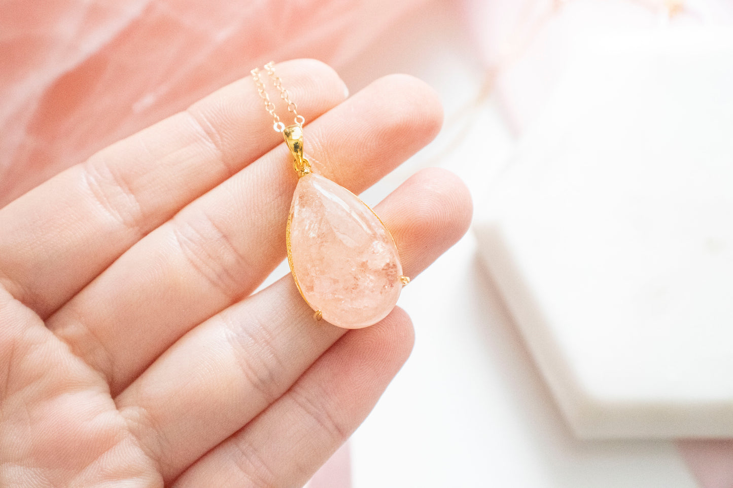 Nephele Morganite Pendant (14k Gold Fill)