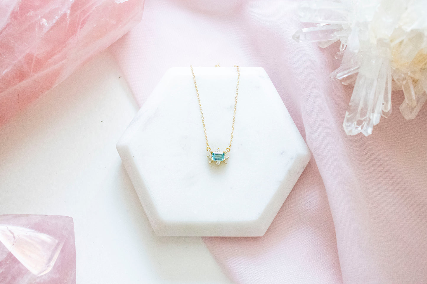 Piper Blue Topaz Pendant (14k Gold Plated)