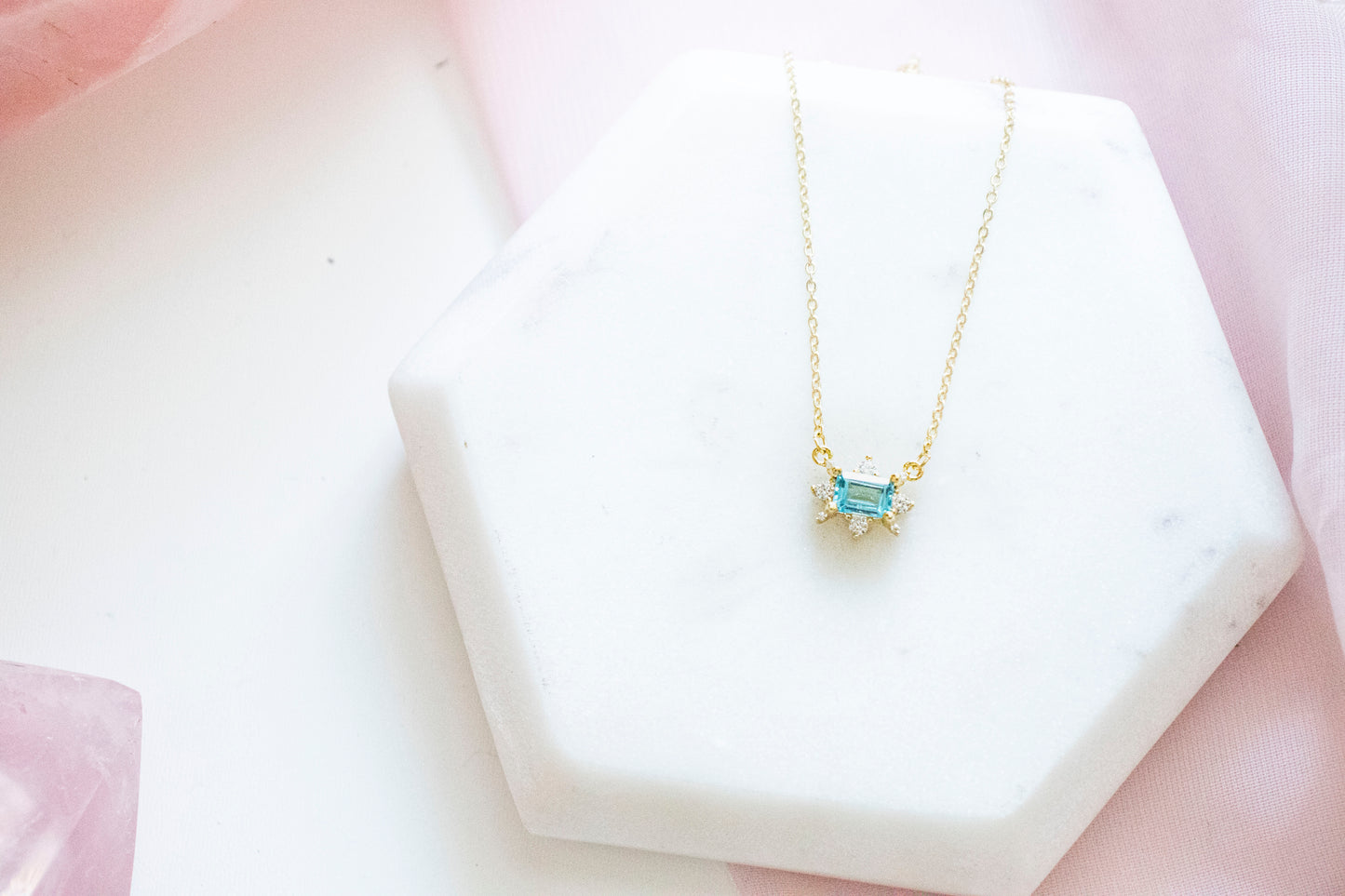 Piper Blue Topaz Pendant (14k Gold Plated)