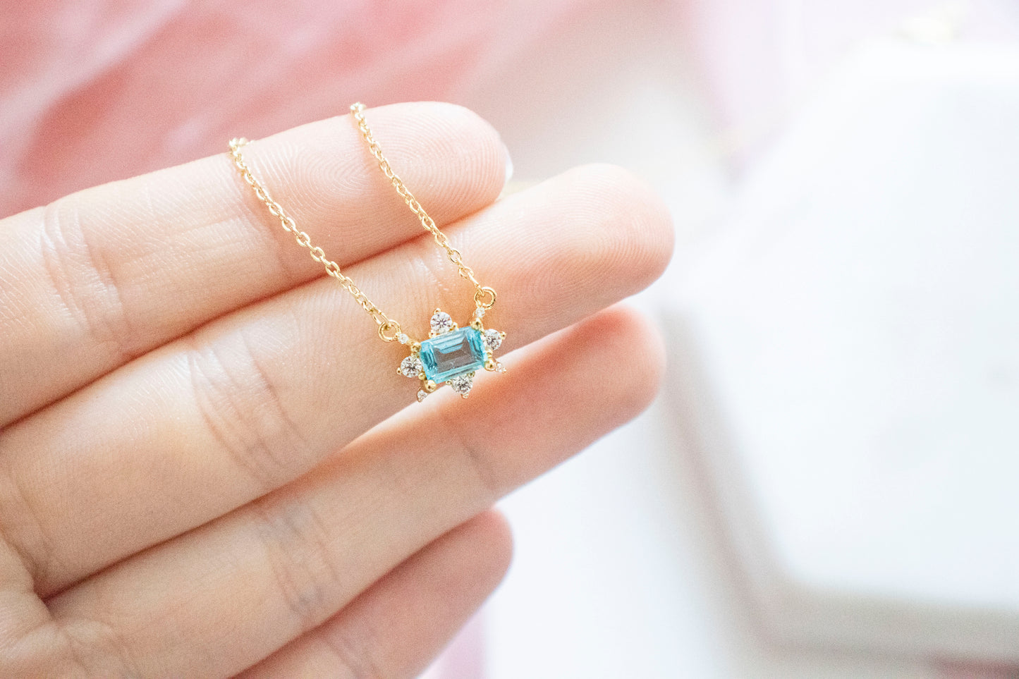 Piper Blue Topaz Pendant (14k Gold Plated)