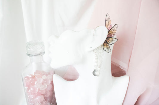 Silver + Sunset Moon Fairy Wing Ear Cuffs