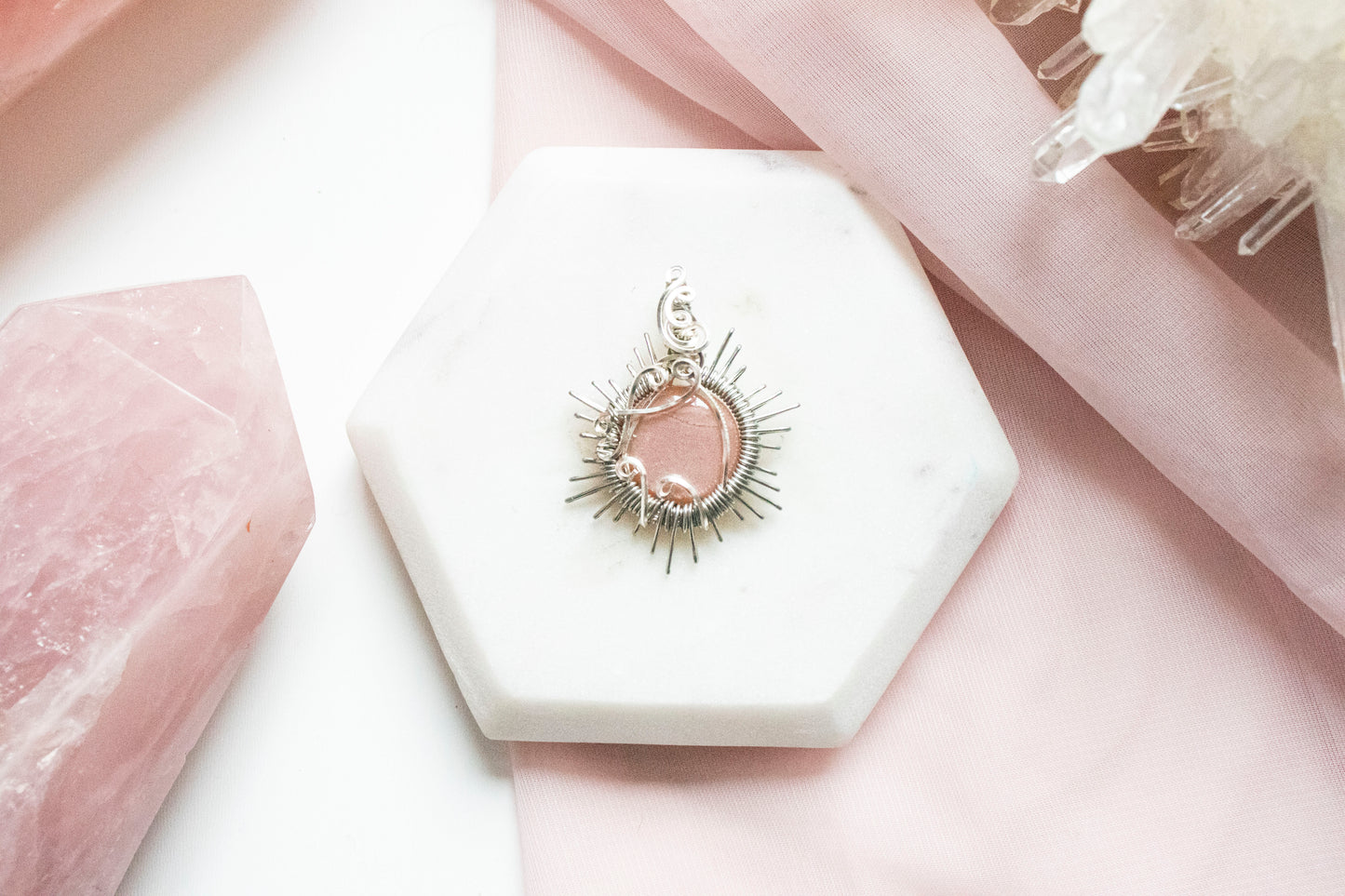 Helia Peach Moonstone Sun Pendant