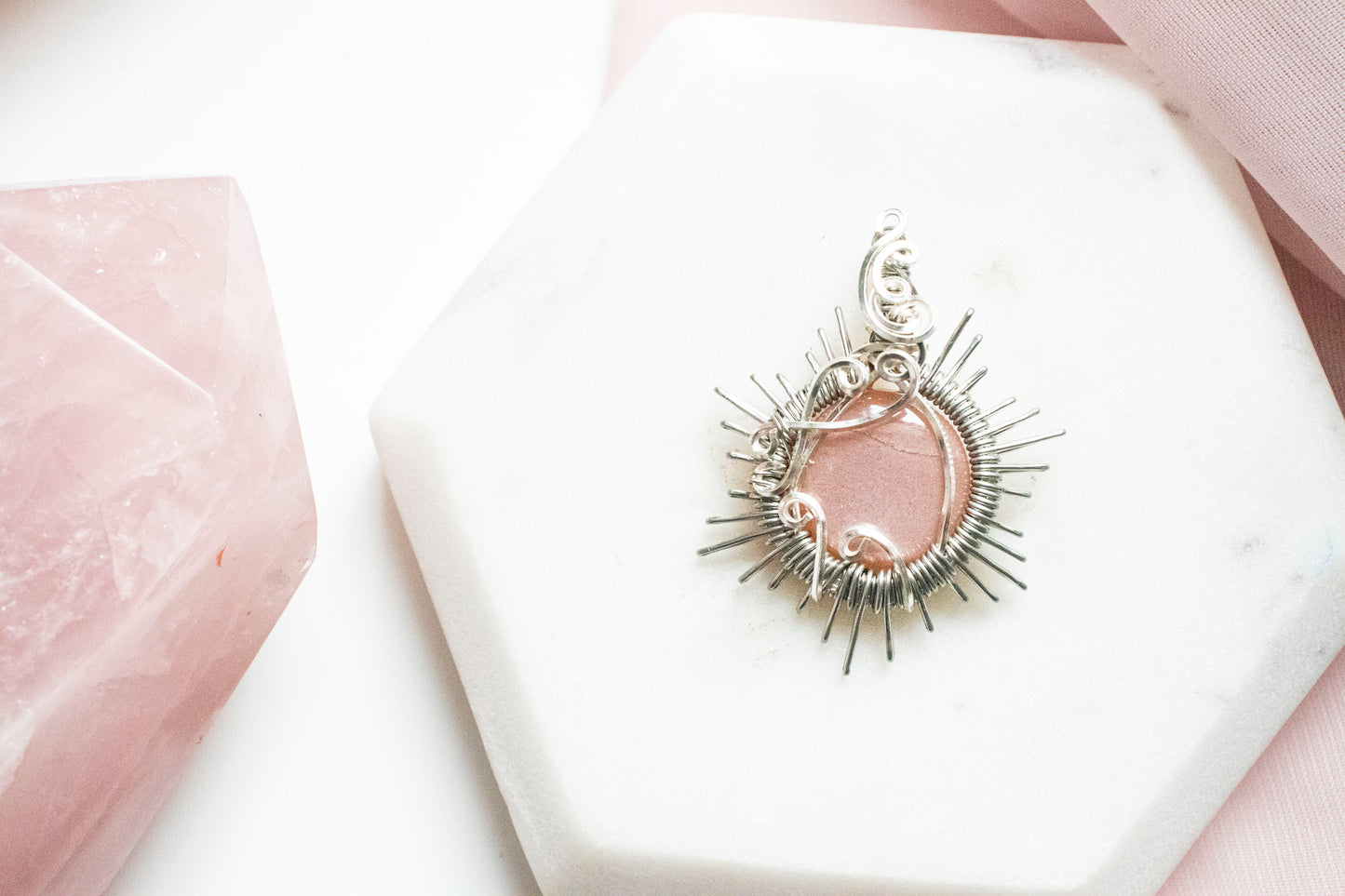 Helia Peach Moonstone Sun Pendant