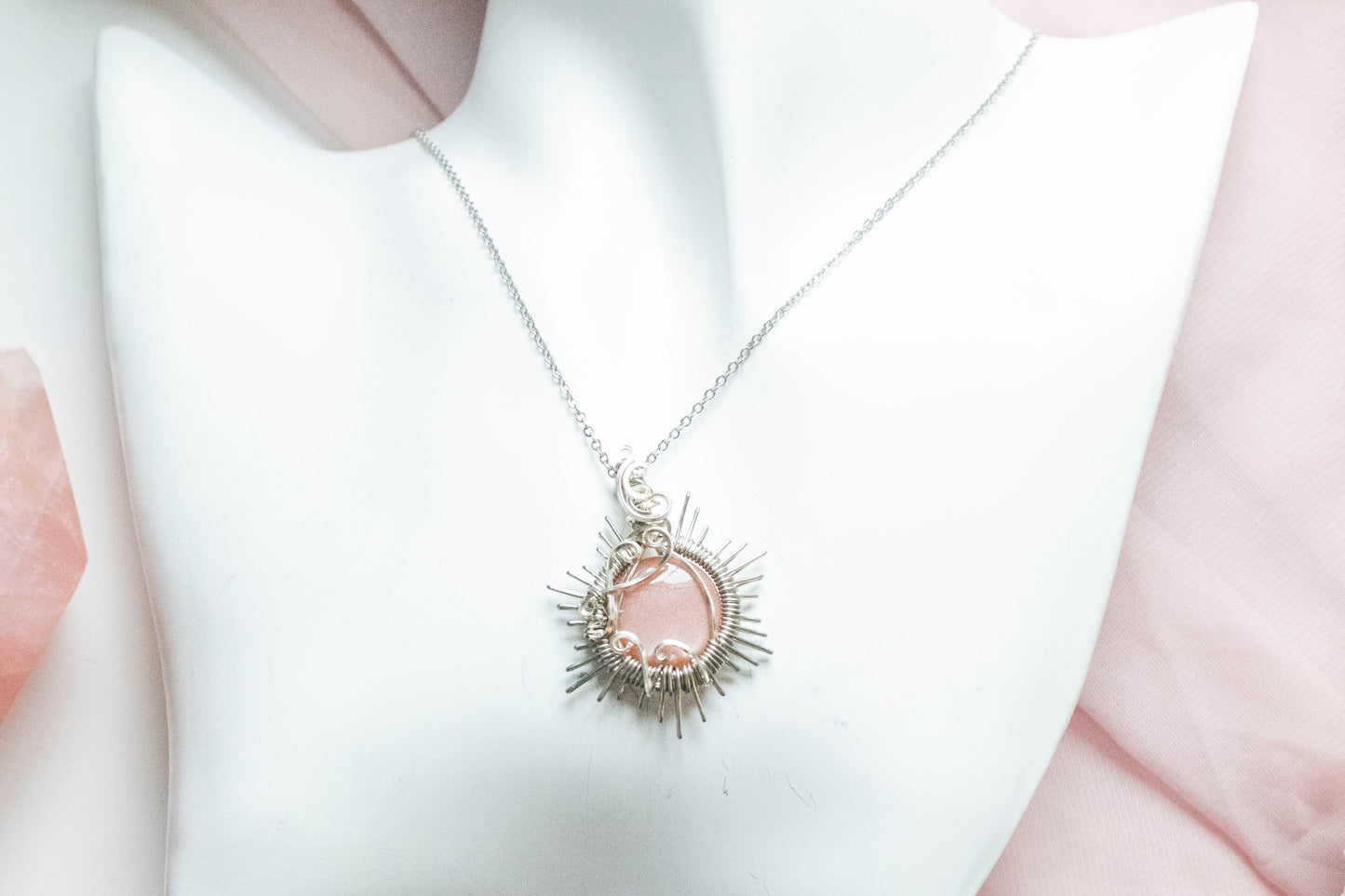 Helia Peach Moonstone Sun Pendant