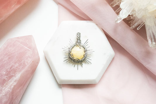 Helia Yellow Calcite Sun Pendant