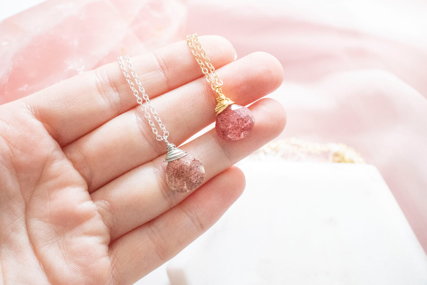 Thalia Strawberry Quartz Pendant