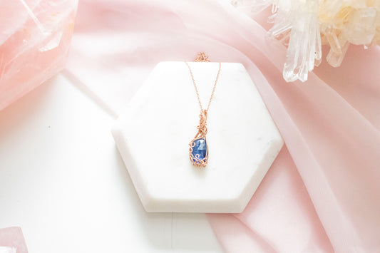 Kyanite Water Elemental Pendant (14k Rose Gold Fill)