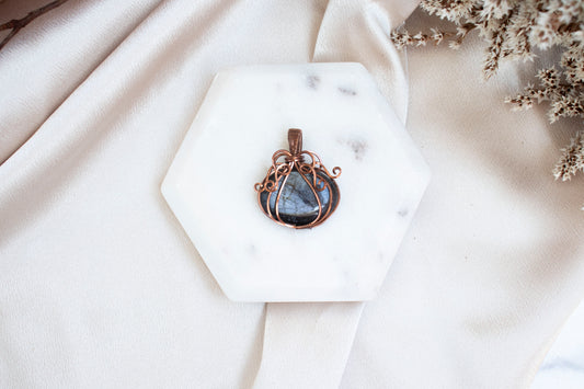 Iolite Sunstone Pumpkin Pendant