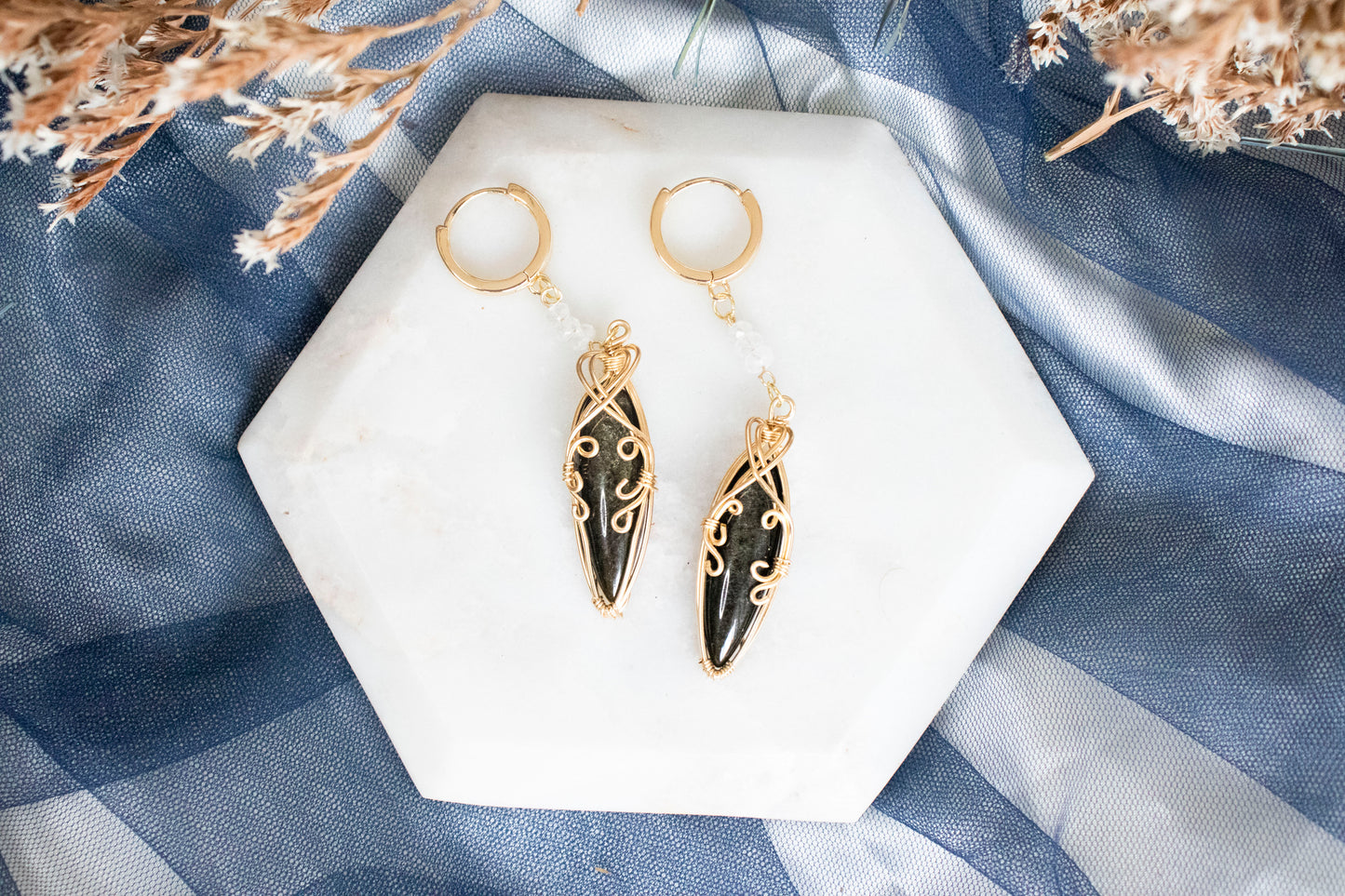 Midnights Earrings - Golden Obsidian (14k Gold Fill)