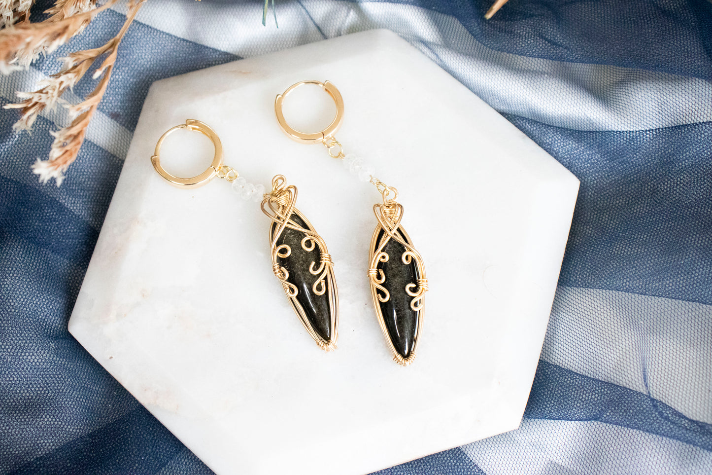 Midnights Earrings - Golden Obsidian (14k Gold Fill)