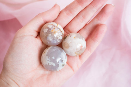 Mini Flower Agate Spheres