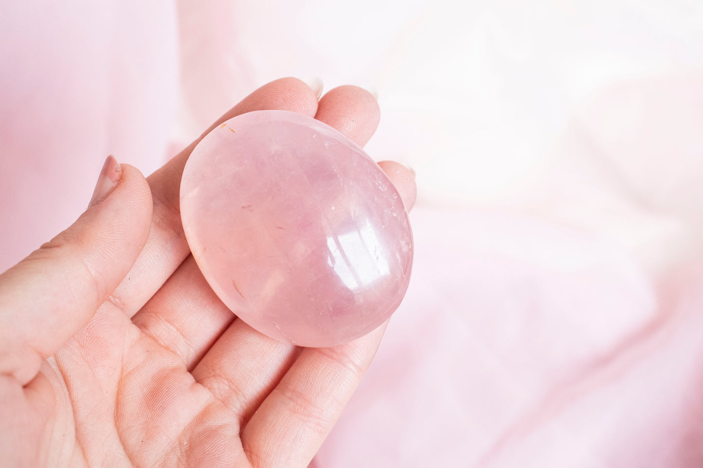 Rose Quartz Palm Stone 3