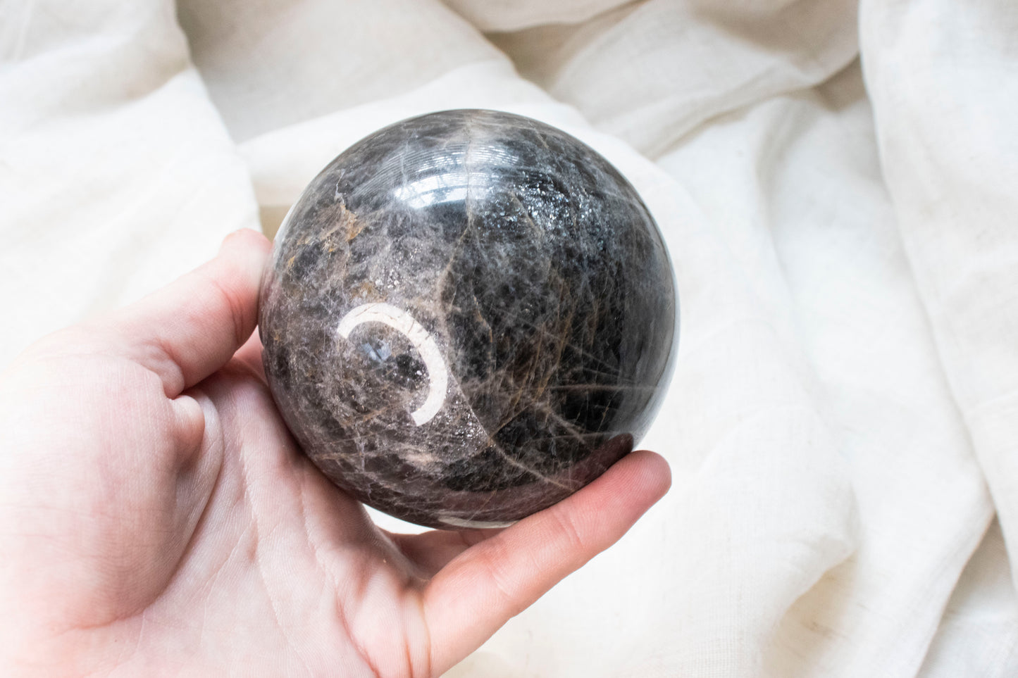 Large Black Moonstone Sphere
