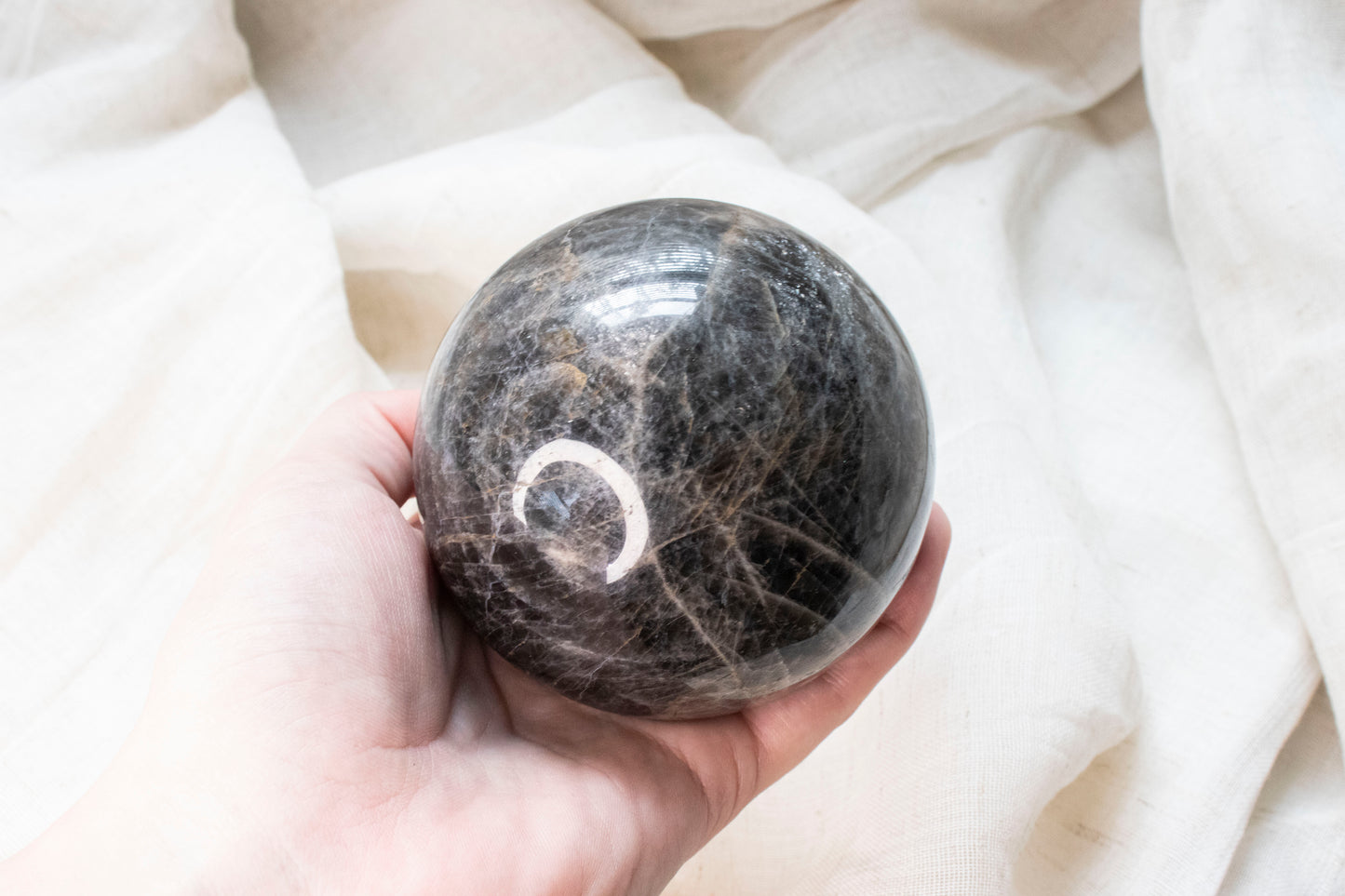 Large Black Moonstone Sphere