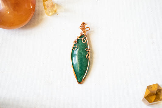 Green Bean--Green Aventurine Pendant