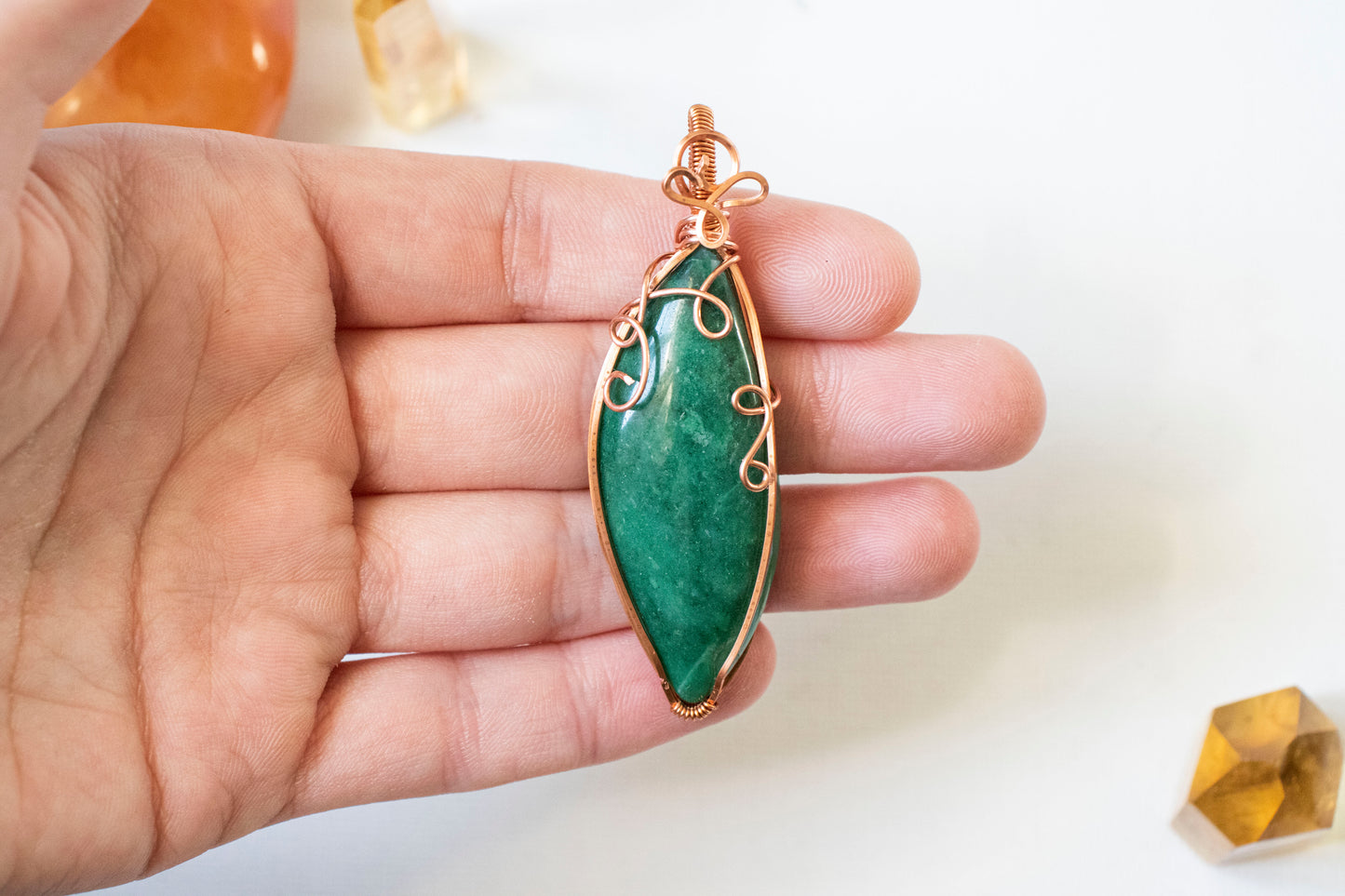 Green Bean--Green Aventurine Pendant