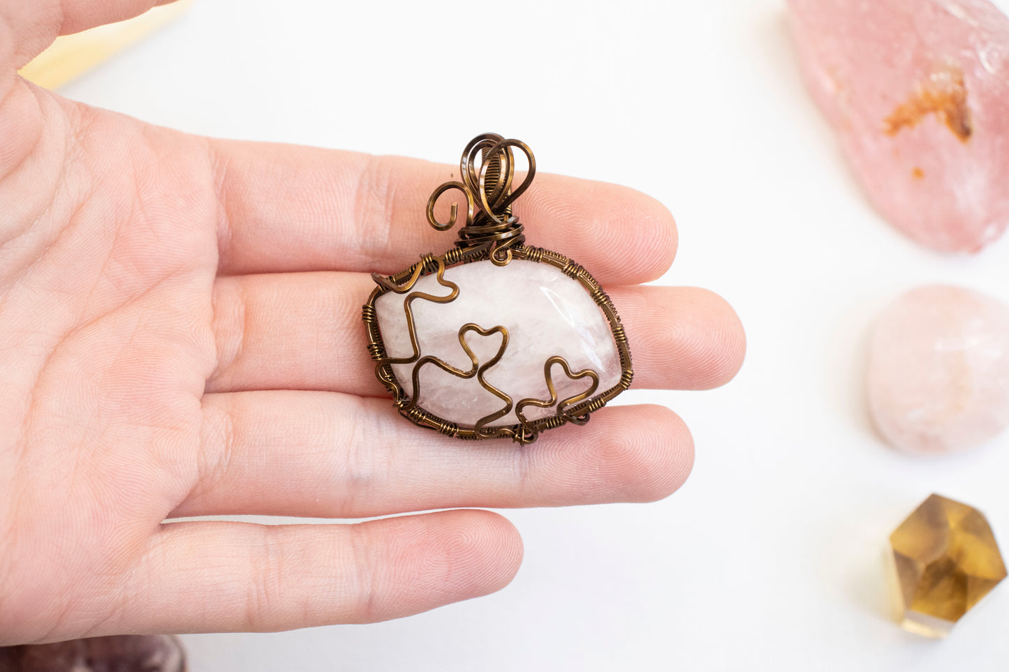 Rose Quartz Hearts Pendant