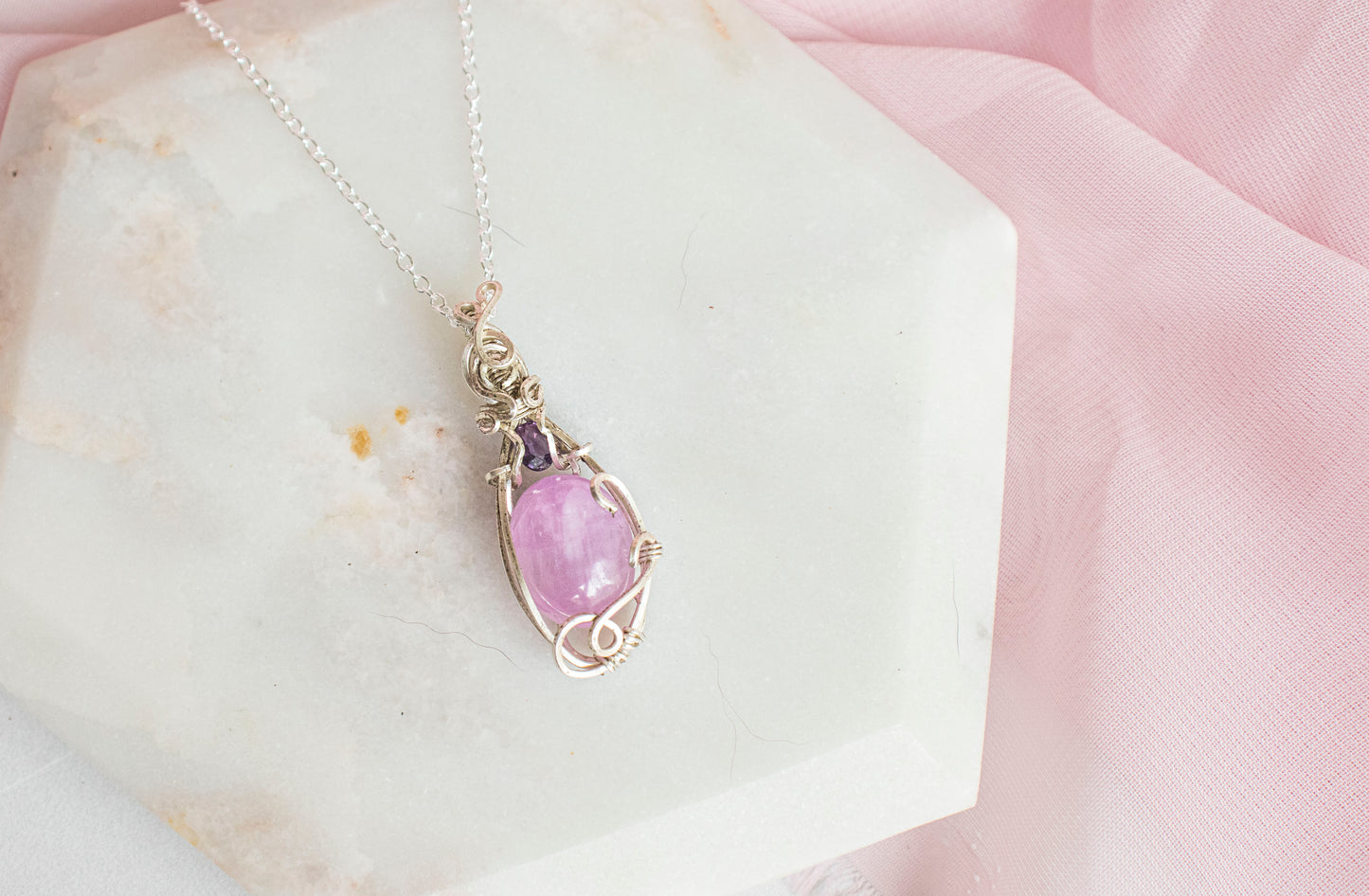 Kunzite x Purple Sapphire Pendant