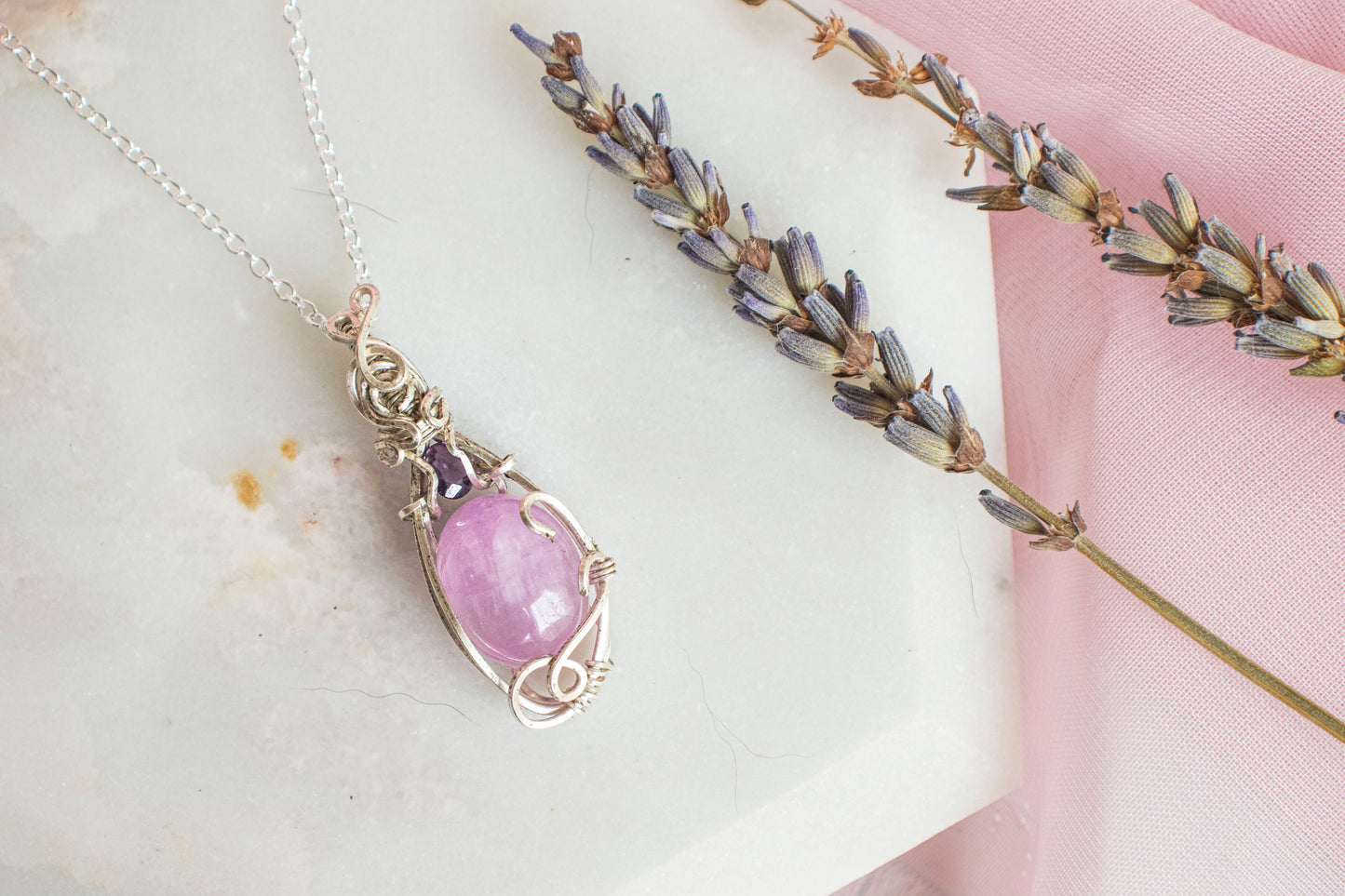 Kunzite x Purple Sapphire Pendant