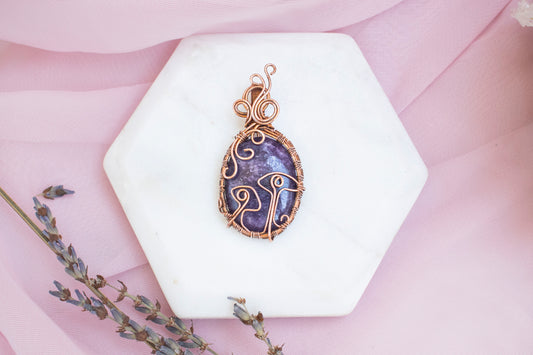 Lepidolite Mushroom Pendant