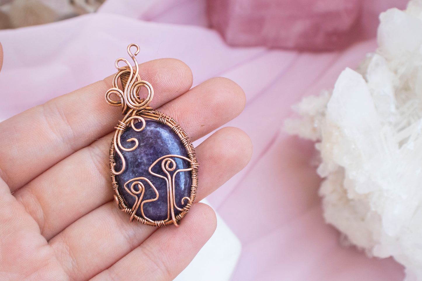 Lepidolite Mushroom Pendant