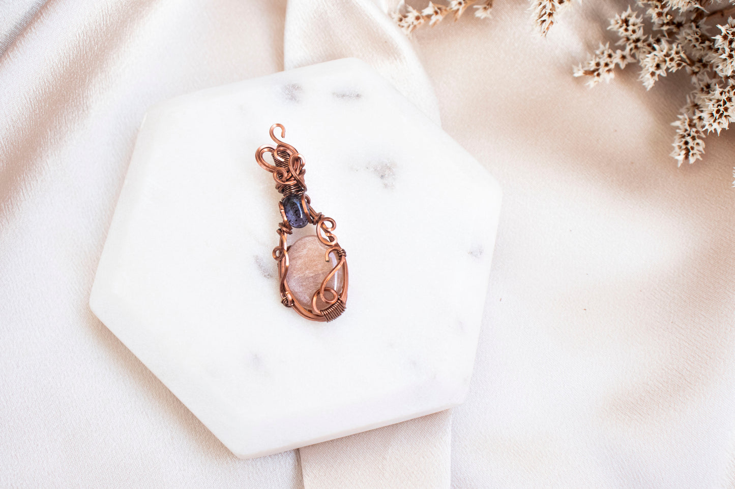 Peach Moonstone x Moss Kyanite Pendant